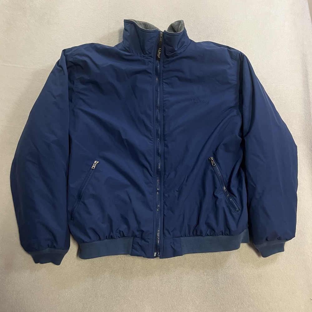 Vintage LL Bean Jacket Men's Size XL Blue Fleece Lined Bomber Windbreaker